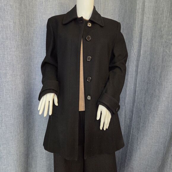 GAP Wool Blend Car Coat Women's MP Black Hidden Buttons Lined - Picture 1 of 11